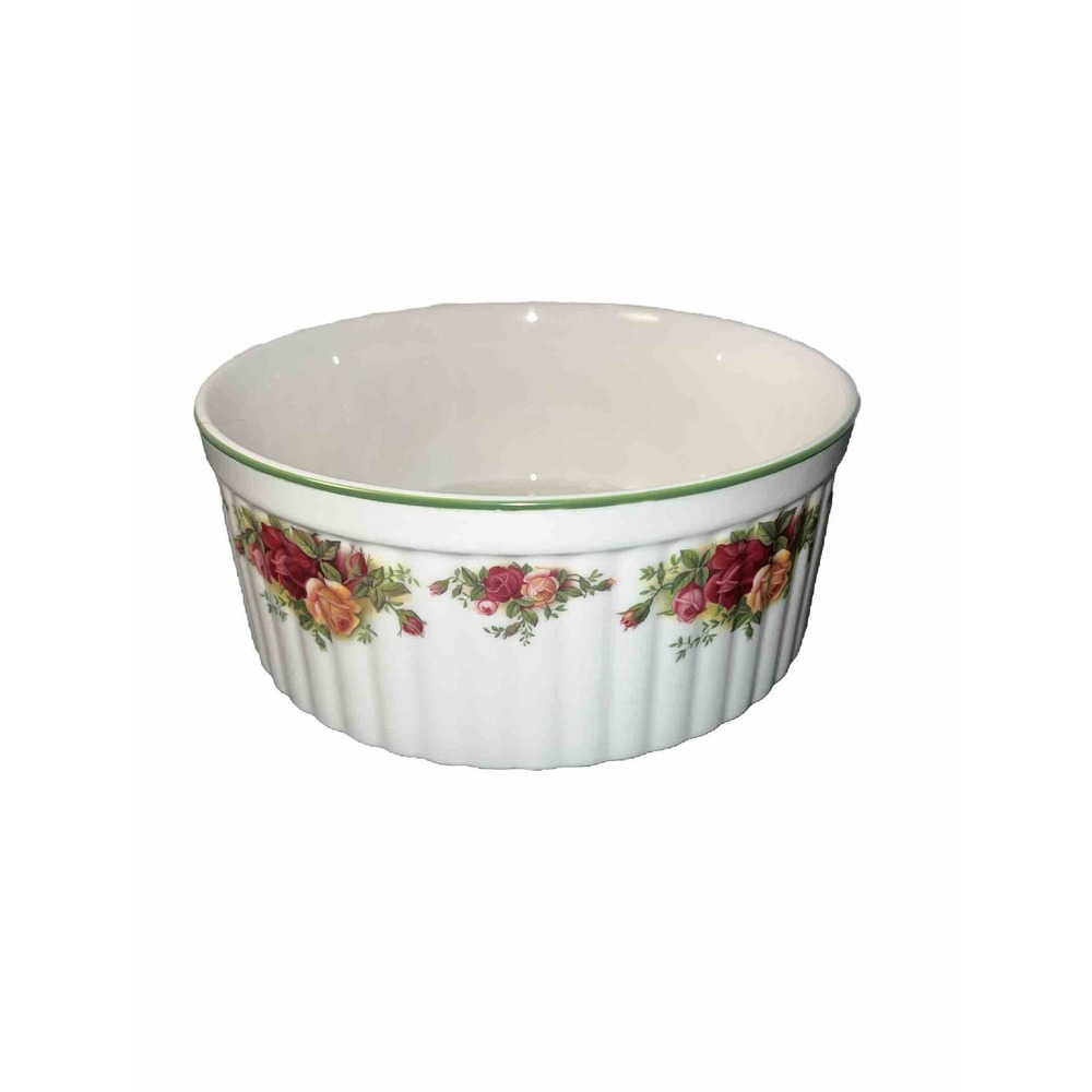 Royal Albert OLD country roses (green trim) souffle dish 8 3/4 inches